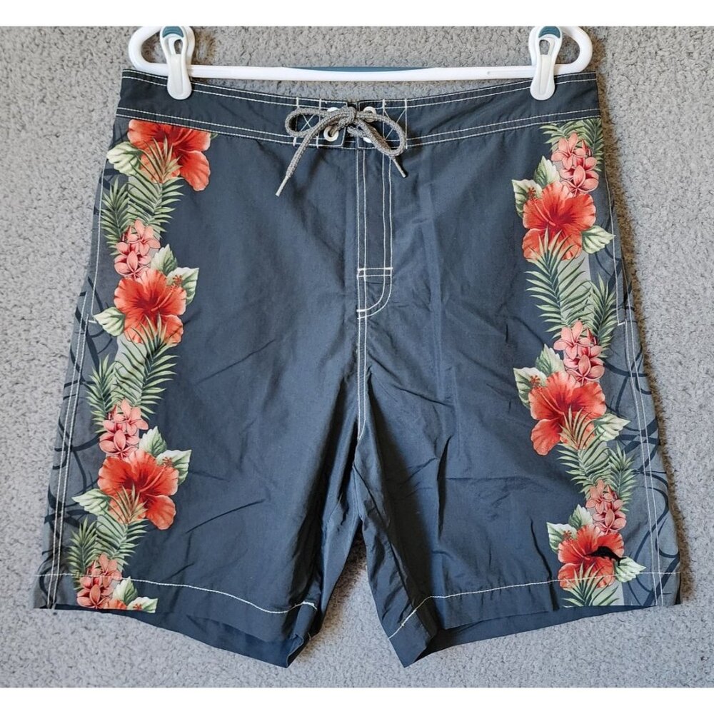 Tommy Bahama Relax Floral Beach Pool Lined Drawstring Cargo Swim Trunks Size L